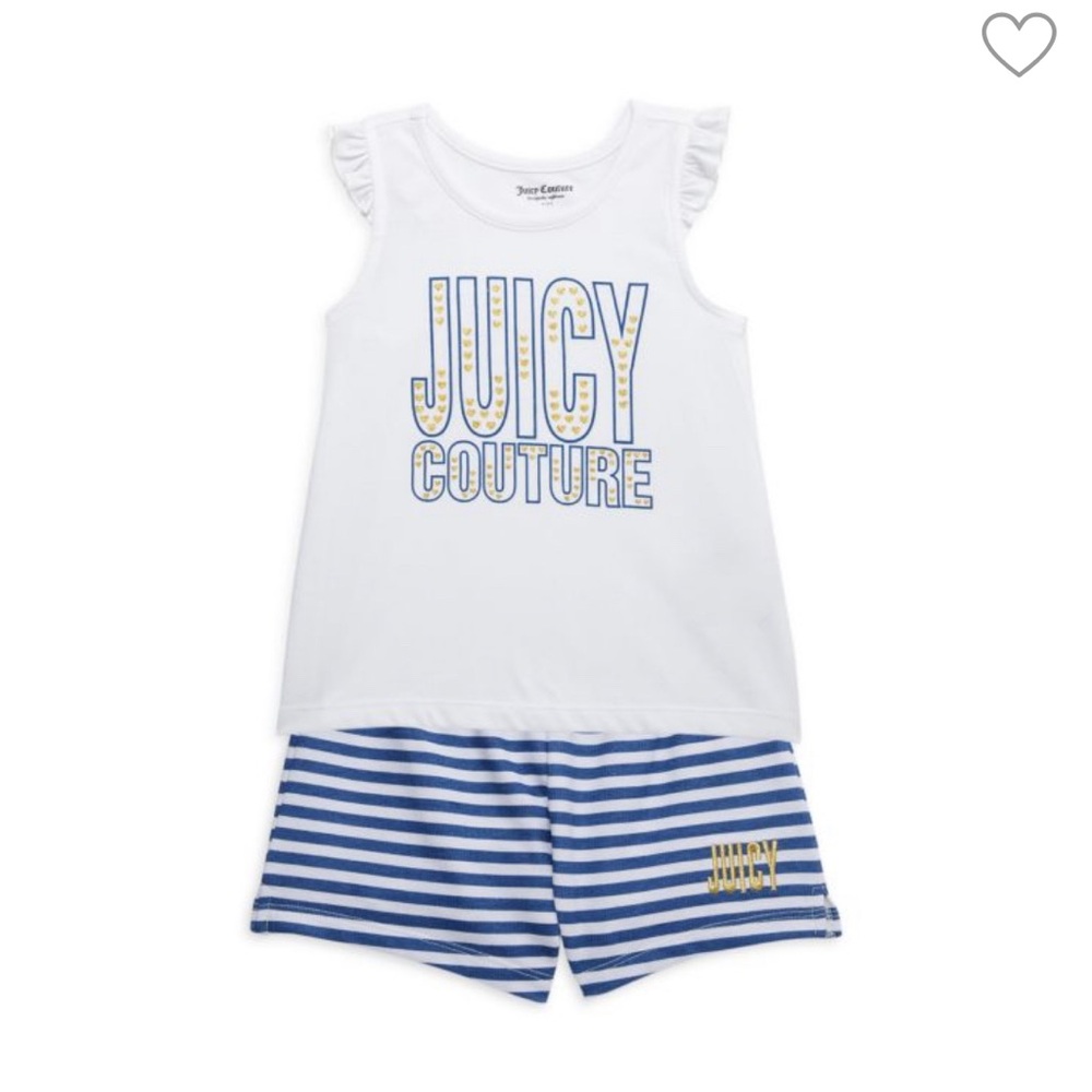 Little Girl's 2-Piece Logo Tank Top & Striped Shorts Set
